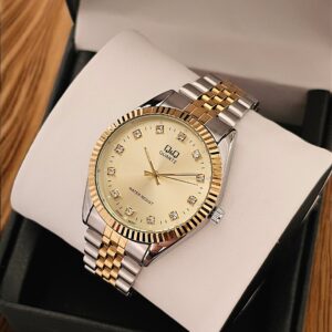 RELOJ Q&Q PULSO ACERO/DORADO RELOJERO DORADO MAQUINARIA JAPONESA