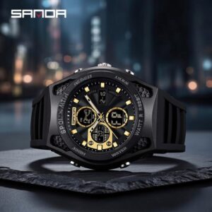 RELOJ SANDA SILICONA DEPORTIVO BLACK/GOLD (HOMBRE)