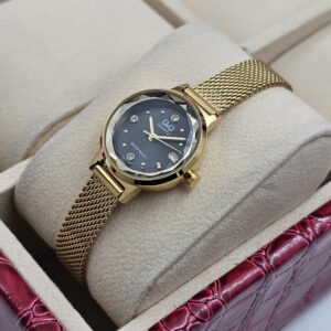 RELOJ Q&Q PULSO DELGADO DORADO/BLACK (DAMA) EN ACERO MAQUINARIA JAPONESA
